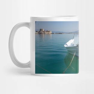 White boat. Mug